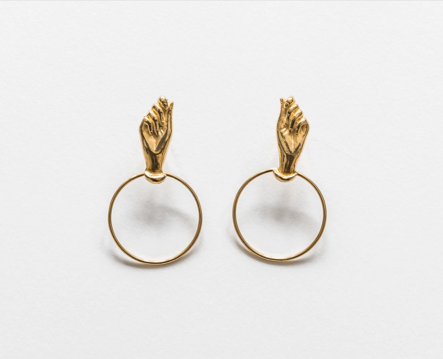 Hand Earrings Small in Gold