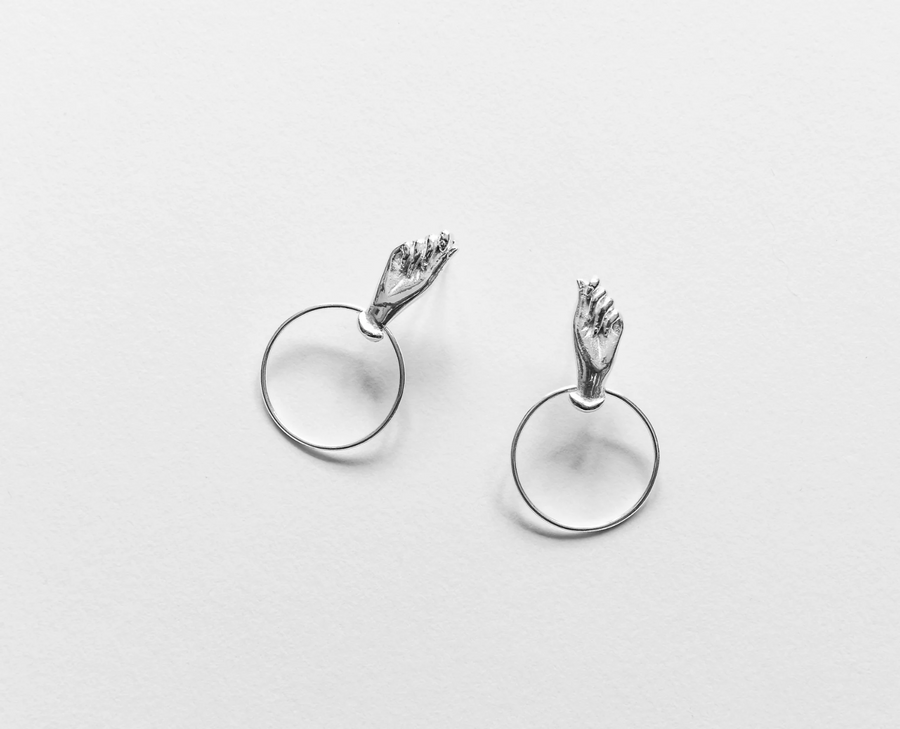 Hand Earrings Small in Silver