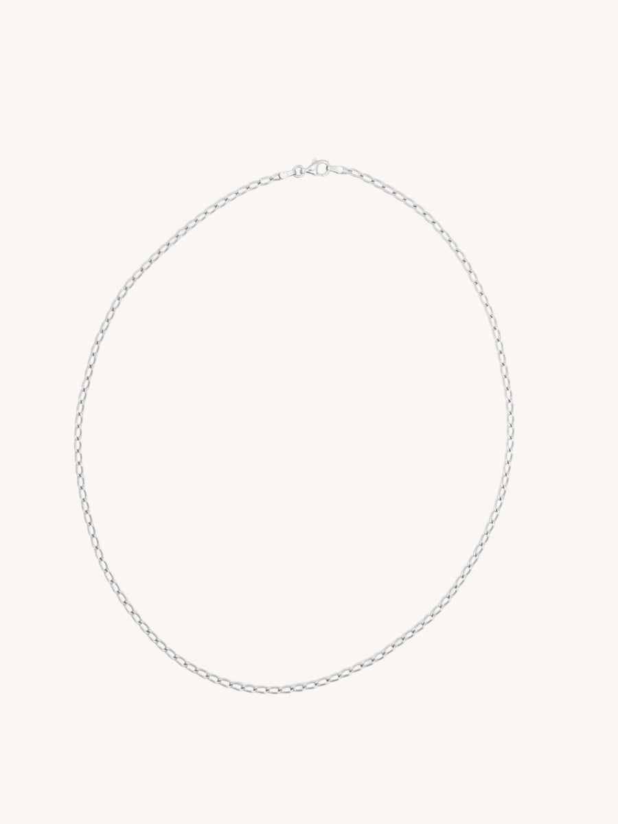 Small Oval Necklace in Silver