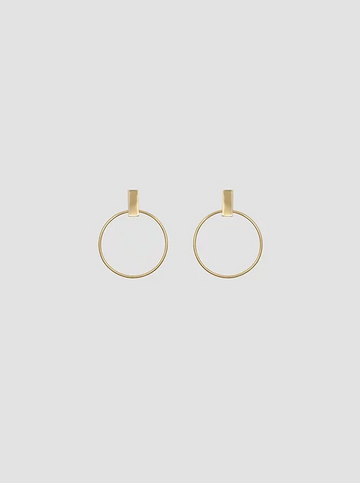 The Square Round Earrings in Gold