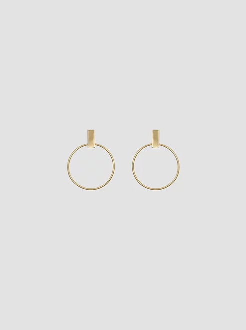 The Square Round Earrings in Gold