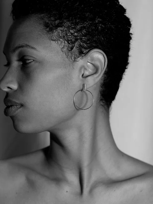The Square Round Earrings in Silver