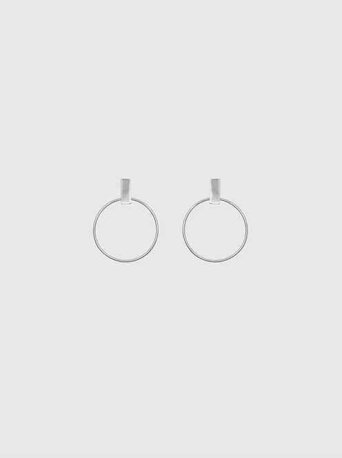 The Square Round Earrings in Silver