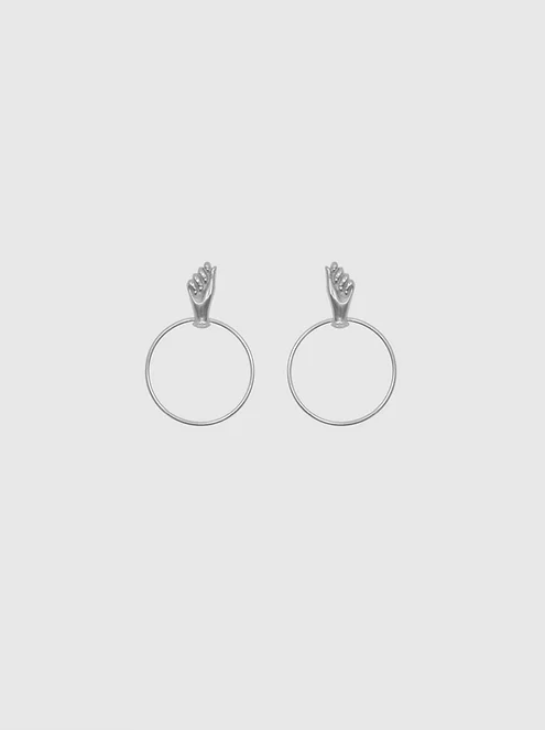 The Hand Earrings in Silver
