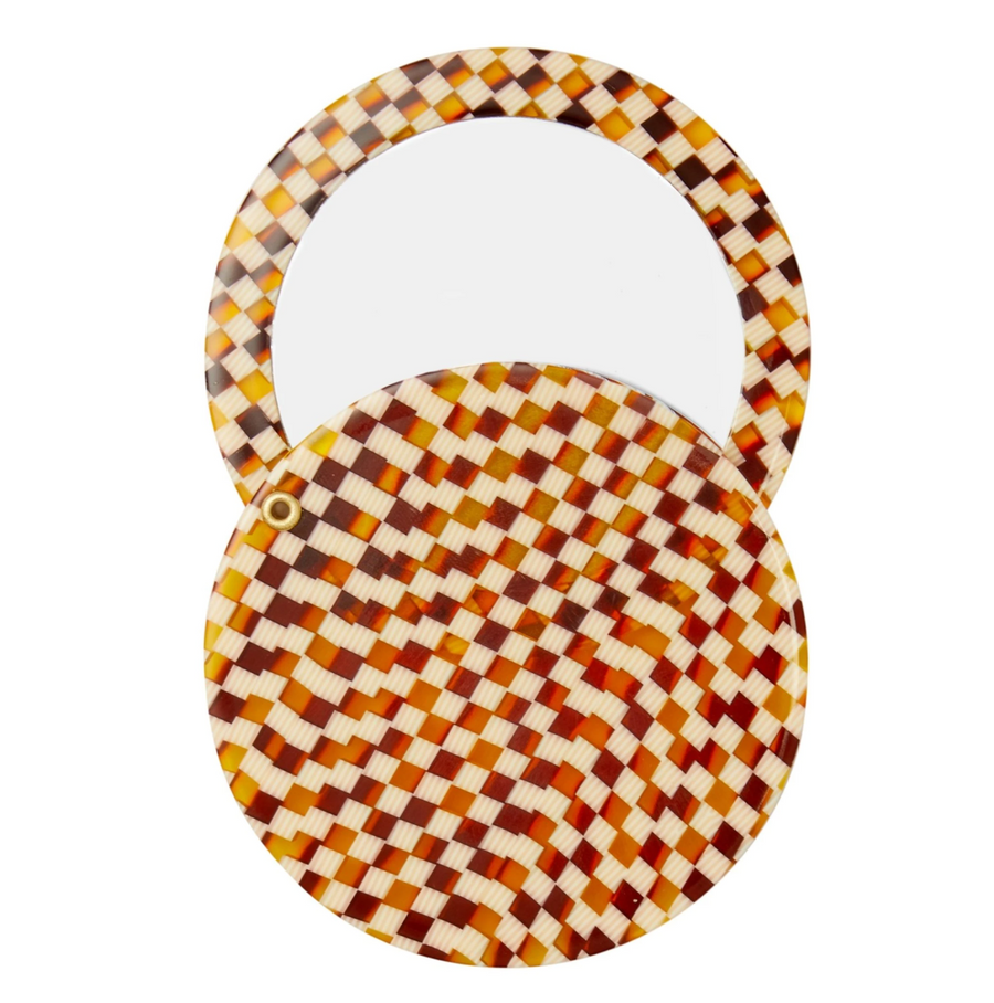 Circle Mirror in Tortoise Checker