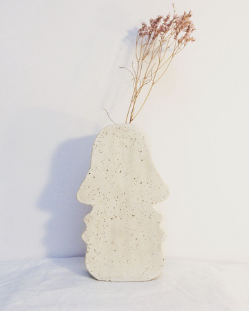Ikebana Vase Face to Face Stoneware White Speckled